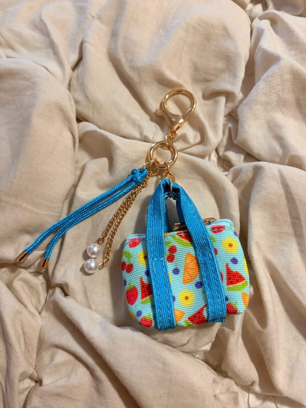 Free People Mini Floral Tote Bag Keychain